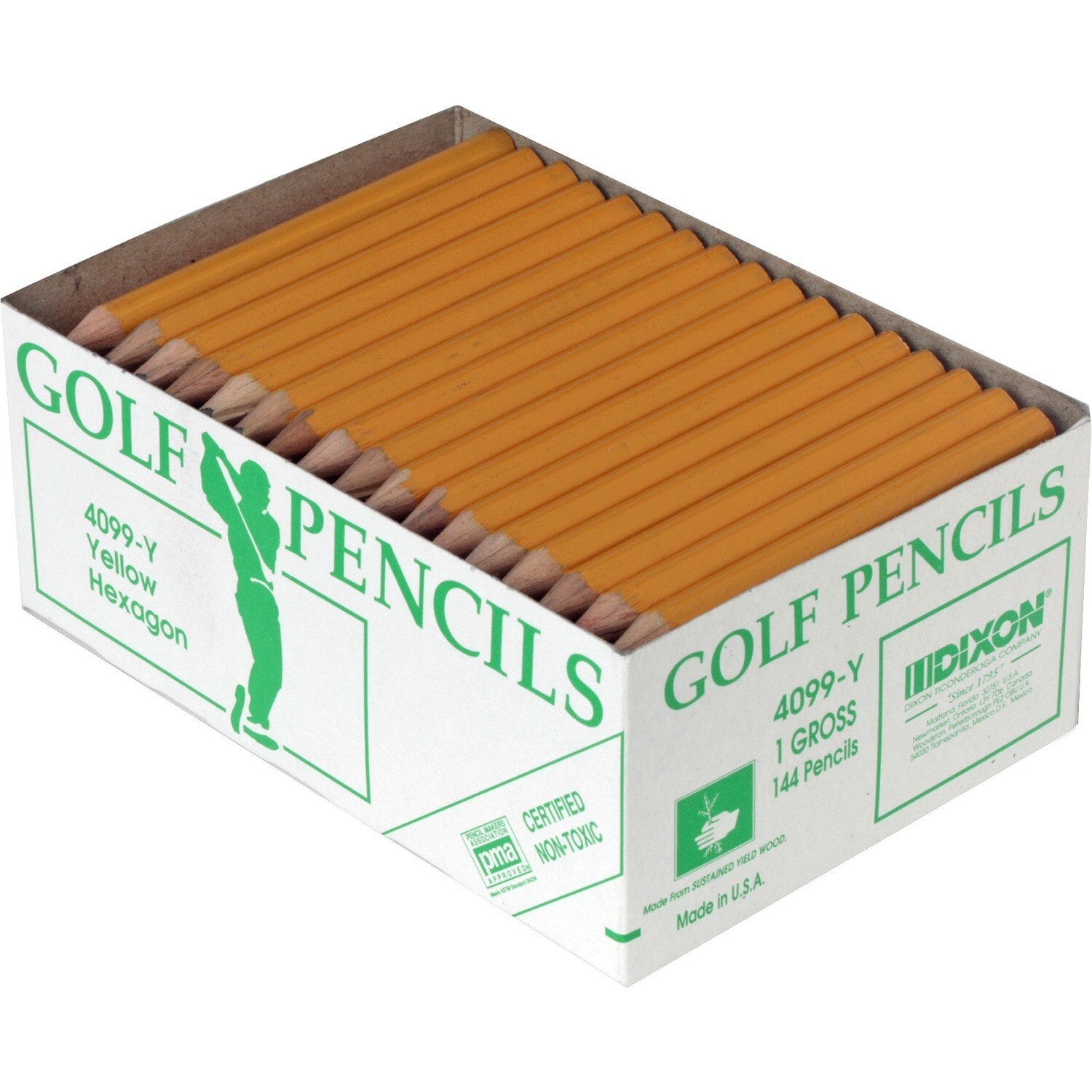 Pencils, Golf, Dixon 3.5", HB, 144 Pack
