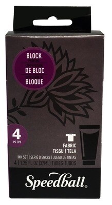 Ink, Block Printing, Fabric Ink 4 Pack Assorted Colours, 1.25 oz, Speedball