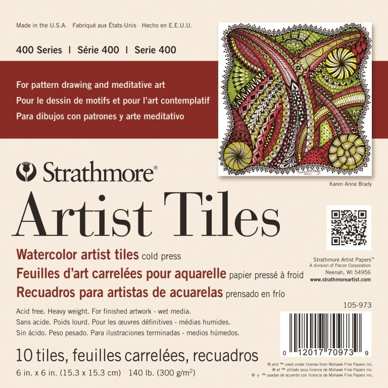 Paper, Watercolour Artist Tiles/Pad, Strathmore 6" x 6", 140lb (300g/m2), 10 Sheets, Cold Press