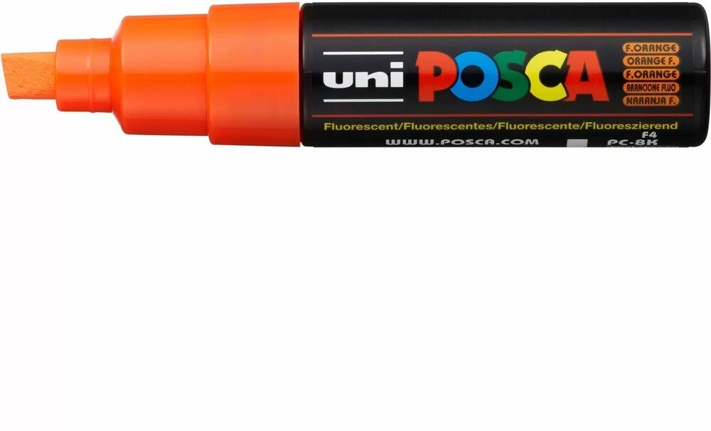 Paint Marker, Broad Chisel Fluorescent Orange, 8mm, PC-8K