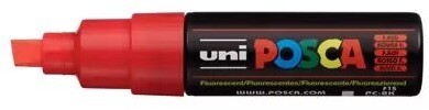 Paint Marker, Broad Chisel Fluorescent Red, 8mm, PC-8K