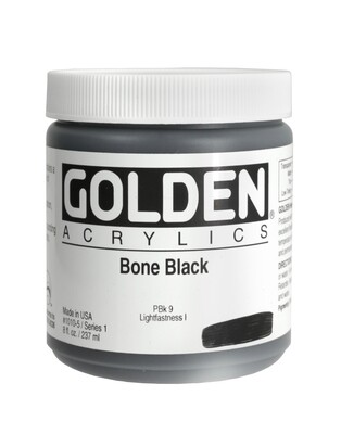 Paint, Acrylic Bone Black S1, 8 Oz, Golden