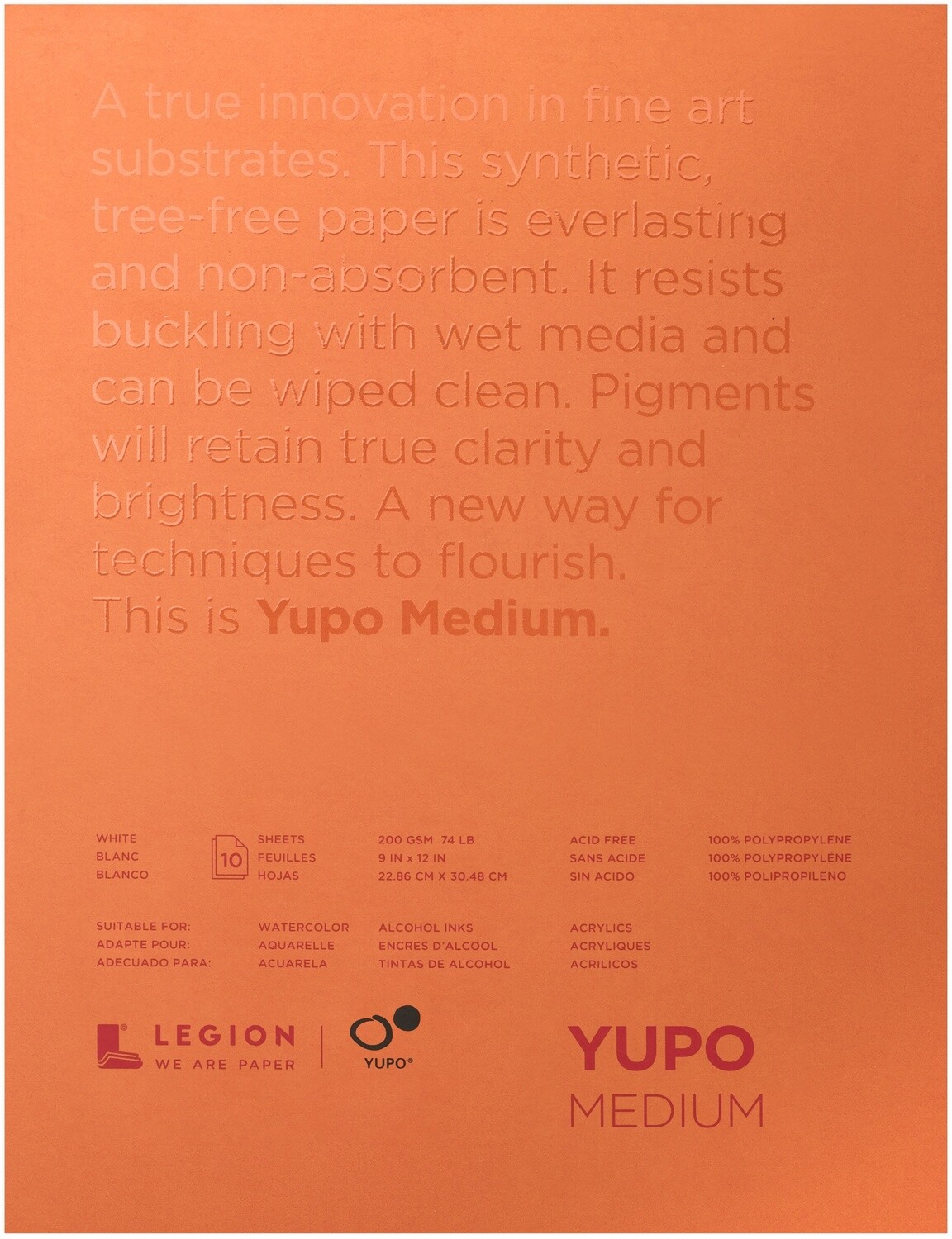 Paper, Synthetic, 9" x 12", 74 Lb 10 Pack, Yupo