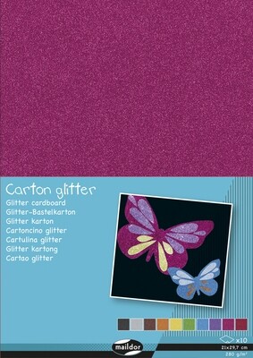 Cardstock, Glitter Assorted Colour, A4, 10 Pack