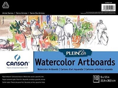 Paper, Artboards, Watercolour 9" x 12", Rigid, Canson