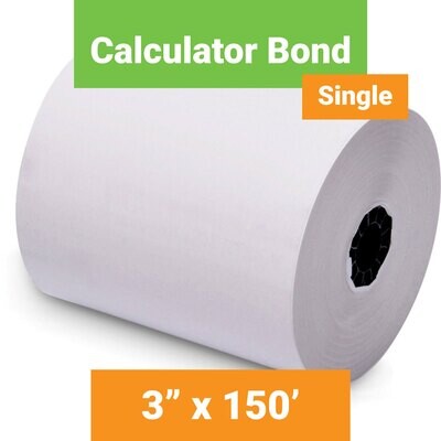 Paper, Calculator Bond, 3" x 150' White, Single Roll