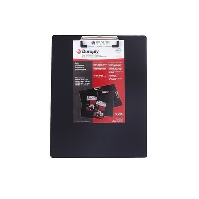 Clipboard, Flat Clip, Duraply Legal, Black Poly