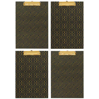 Clipboard, Letter Size Gold Foil Gray Geometric, Single