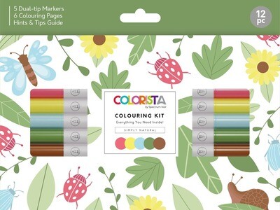Colouring Kit, Simply Natural 5 Markers, 6 Colouring Pages