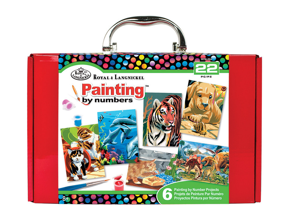 ArtKit, Made Easy, Paint by Numbers 6 Projects, 22 Peices, Red box