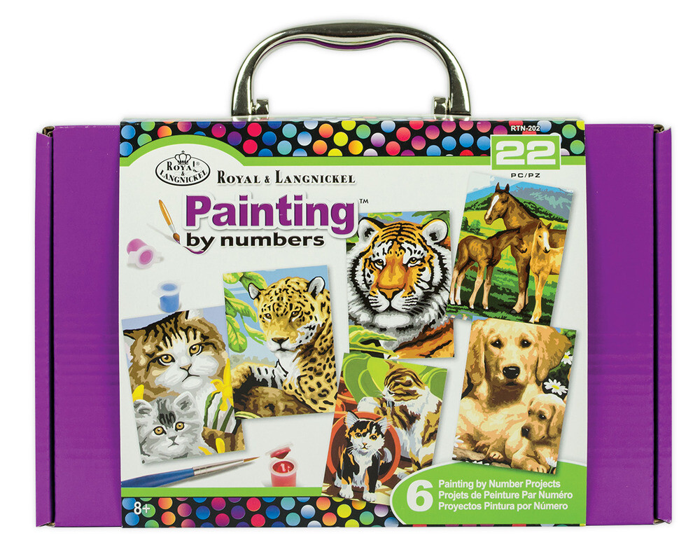 ArtKit, Made Easy, Paint by Numbers 6 Projects, 22 Peices, Purple Box