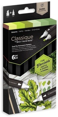 Markers, Permanent, Achohol Ink Classique, 6 Pack, Greens