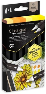 Markers, Permanent, Achohol Ink Classique, 6 Pack, Yellows