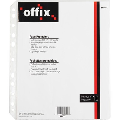 Sheet Protectors, Non-Glare 8.5" x 11", 3 Hole Punch, 10 Pack