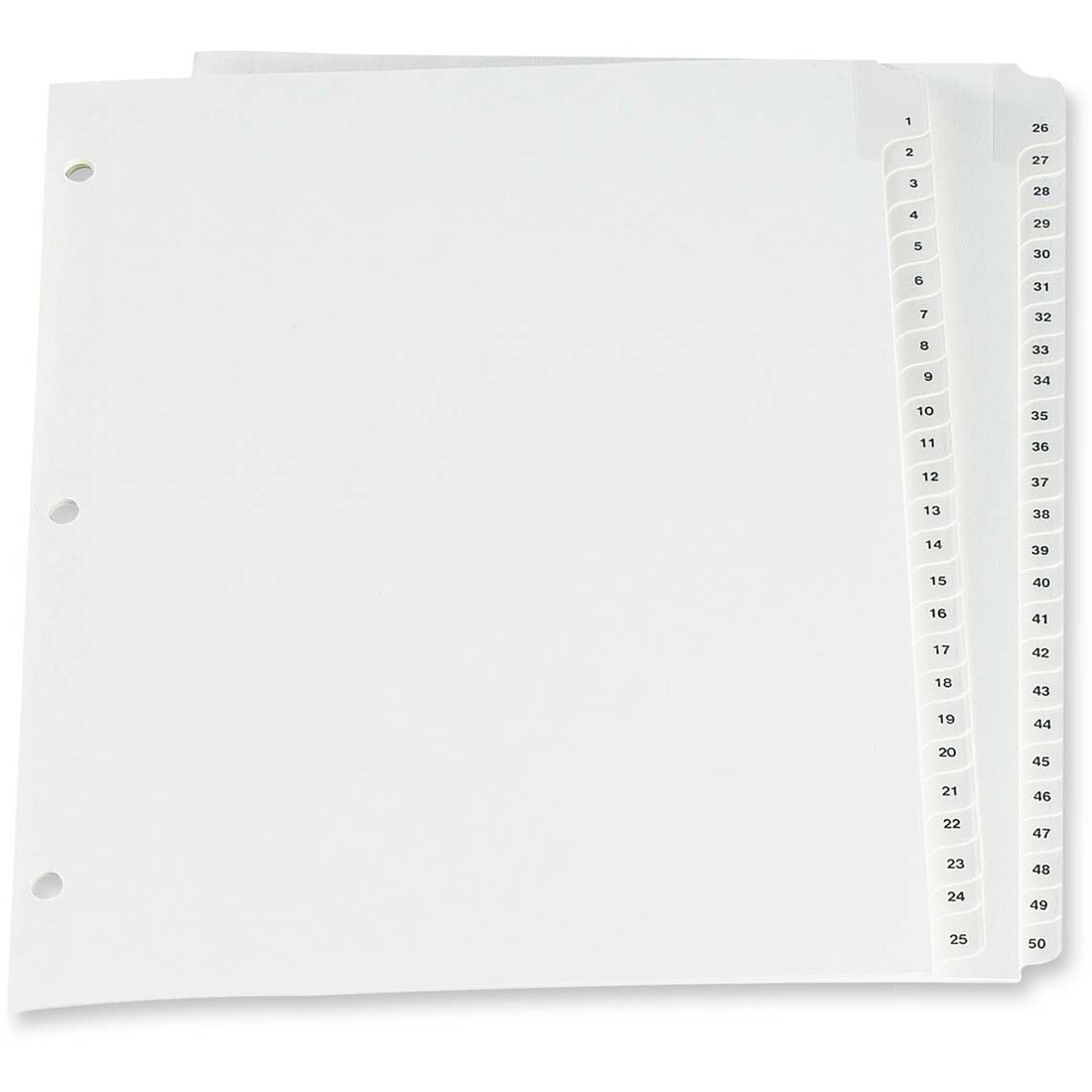 Numerical Index Tabs 50 Tabs, White