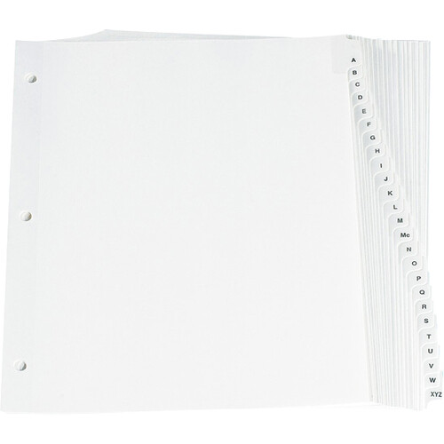 Index Tabs, A-Z Letter, Recycled, White, Plastic