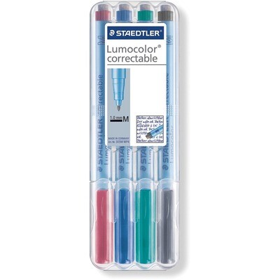 Marker, Dry Erase, 1.0Mm 4 Pack, Lumocolor, Correctable