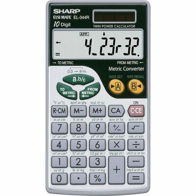 Calculator Sharp EL-344RB Metric Conversion 10 Digit Twin Power