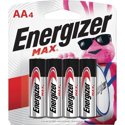 Battery, AA 4 Pack, Energizer Max