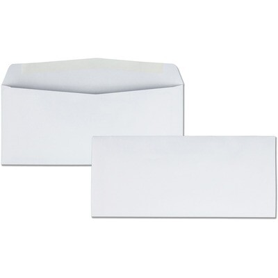 Envelope, #10 White, 9 1/2" x 4 1/8", Gum Seal, Single, White
