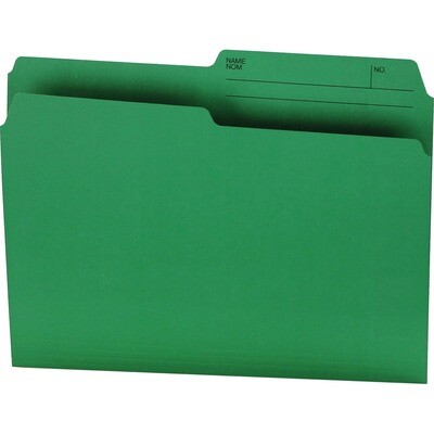 File Folder, Letter, 1/2 Cut Tab Green, Single, Reversible, Offix