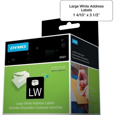 Label, Large Address, Dymo 1-2/5" x 3-1/5", White, 520 Roll