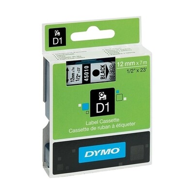 Dymo Tape, D1 12Mm, Clear, 1 Each
