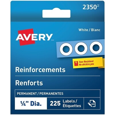 Holepunch Reinforcements 1/4", 225 Pack, White