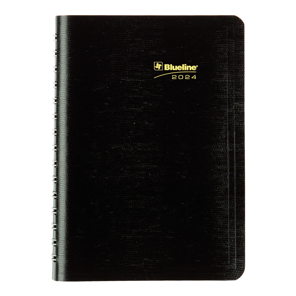 Planner, Daily, Plus Sticky Notes &amp; Tabs 8&quot; x 5&quot;, Black, Blueline