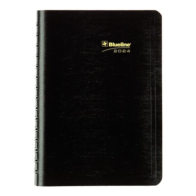 Planner, Daily, Plus Sticky Notes & Tabs 8" x 5", Black, Blueline