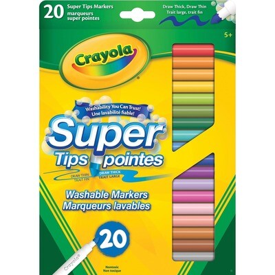 Markers, Fine Tip, Crayola Washable, 20 Pack