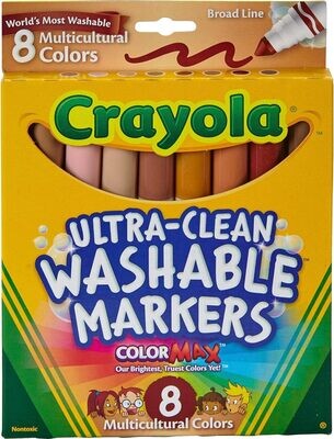 Marker, Multicultural, Washable 8 Pack, Assorted Colour, Broad Line