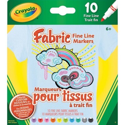 Marker, Fabric, Crayola 10 Pack, Fine Line, Assorted