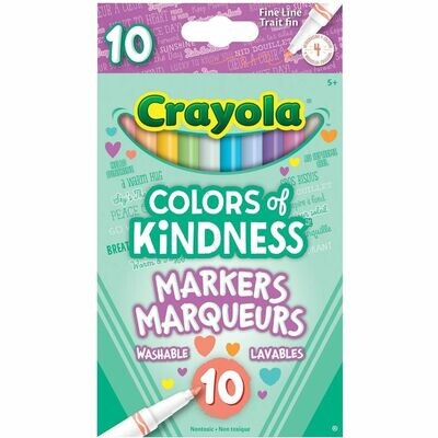 Markers 10Pk, Crayola Colours of Kindness, Washable