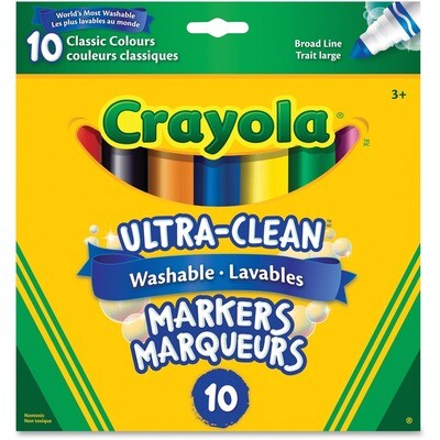 Marker, Ultra-Clean, Washable 10 Pack, Classic Colours, Broad Line