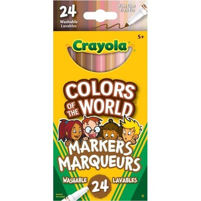 Markers, Fine Tip, Crayola Washable, Assorted Colours, 24 Pack