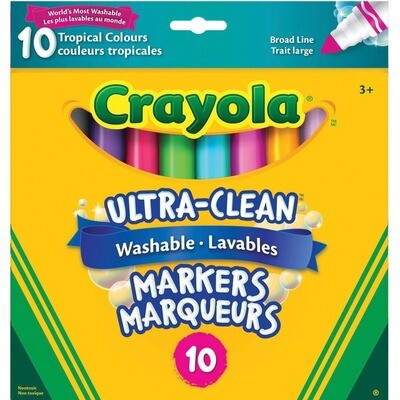 Markers, Broad Tip, Crayola Washable, Tropical Colours, 10 Pack