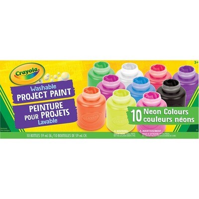 Paint, Washable, Crayola Assorted Neon, 10 Pack