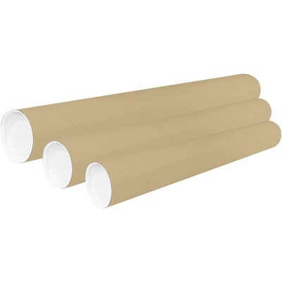Mailing Tube, with End Caps 2" x 24", Kraft, Crownhill