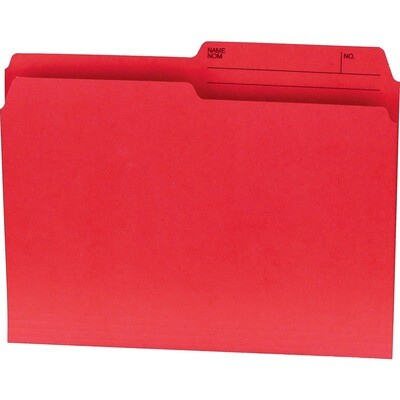 File Folder, Letter, 1/2 Cut Tab Red, 100 Box, Reversible, Offix