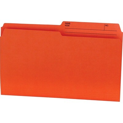File Folder, Legal, 1/2 Cut Tab Orange, 100 Box, Reversible, Offix