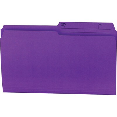 File Folder, Legal, 1/2 Cut Tab Purple, 100 Box, Reversible, Offix