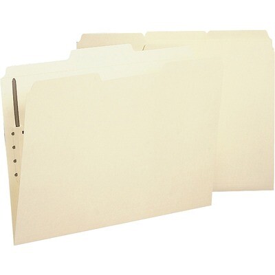 Folders, 1 Fastener, Manila Legal, 50 Box, 1/3 Cut, 2 Ply