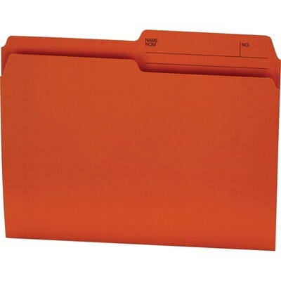 File Folder, Letter, 1/2 Cut Tab Orange, 100 Box, Reversible, Offix