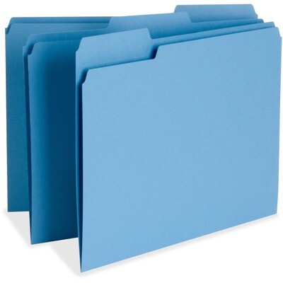 File Folder, 1/3 Cut Tab Letter Size, Blue, 100 Box
