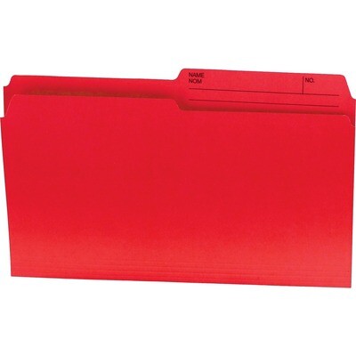 File Folder, Legal, 1/2 Cut Tab Red, 100 Box, Reversible, Offix