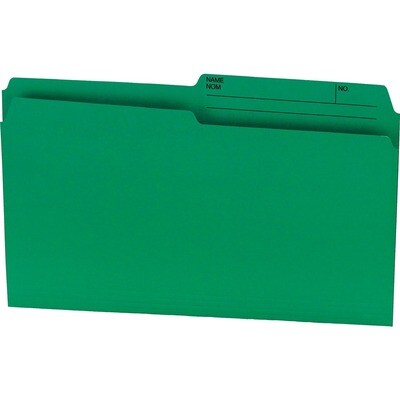 File Folder, Legal, 1/2 Cut Tab Green, 100 Box, Reversible, Offix
