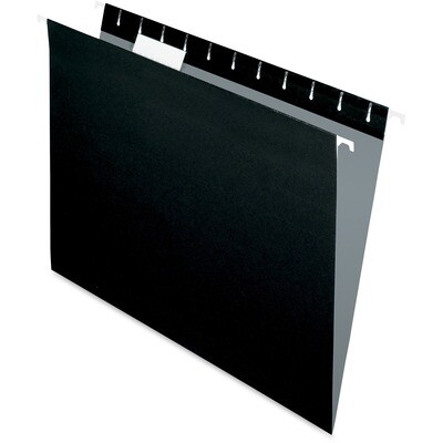 Hanging Folder, Letter, Pendaflex Black, 25 Box, 1/5 Tab Cut, Recycled
