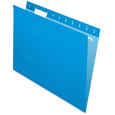 Hanging Folder, Letter, Pendaflex Blue, 25 Box, 1/5 Tab Cut, Recycled