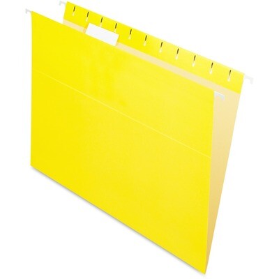 Hanging Folder, Letter, Pendaflex Yellow, 25 Box, 1/5 Tab Cut, Recycled